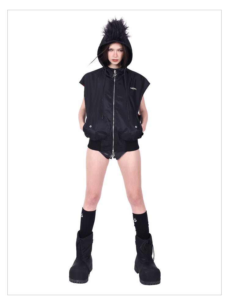 PINKSPINK FIRE CAT reversible mohawk hooded vest — alternate gallery view showing the design details