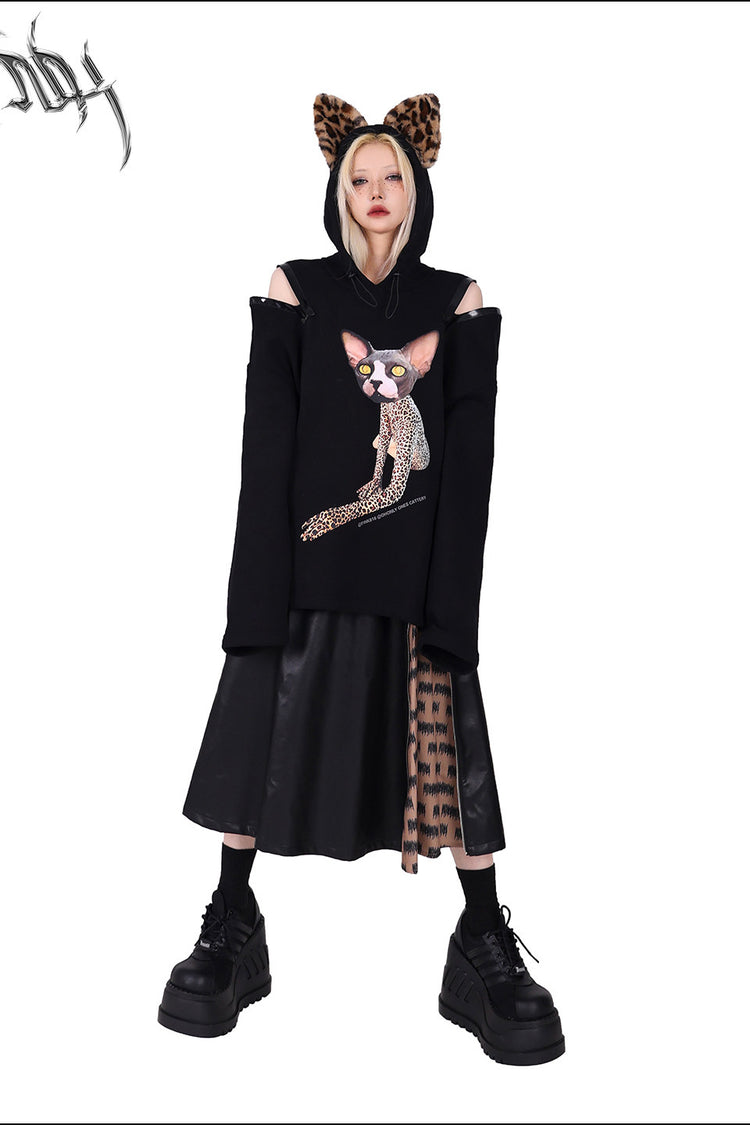 PINKSPINK EXHIBITION CORE zip A-line midi skirt — modeled detail view of the garment construction