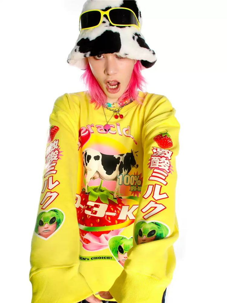 DEADENDKIDS LEMON RIOT cotton sweatshirt — rear or construction presentation