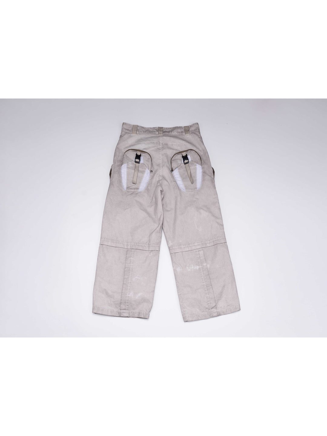 PIONEER eris white welded multi-pocket work pants — back flat-lay view showing two rear pouches and shaped seams