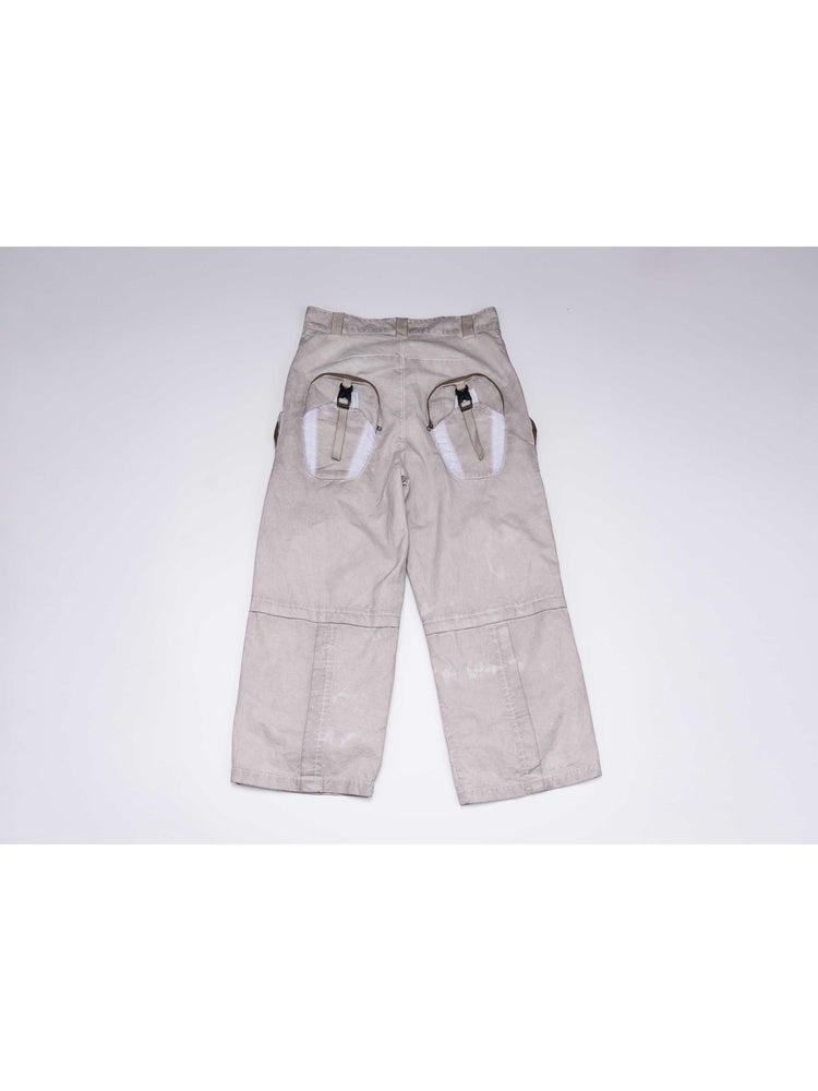 PIONEER eris white welded multi-pocket work pants — back flat-lay view showing two rear pouches and shaped seams