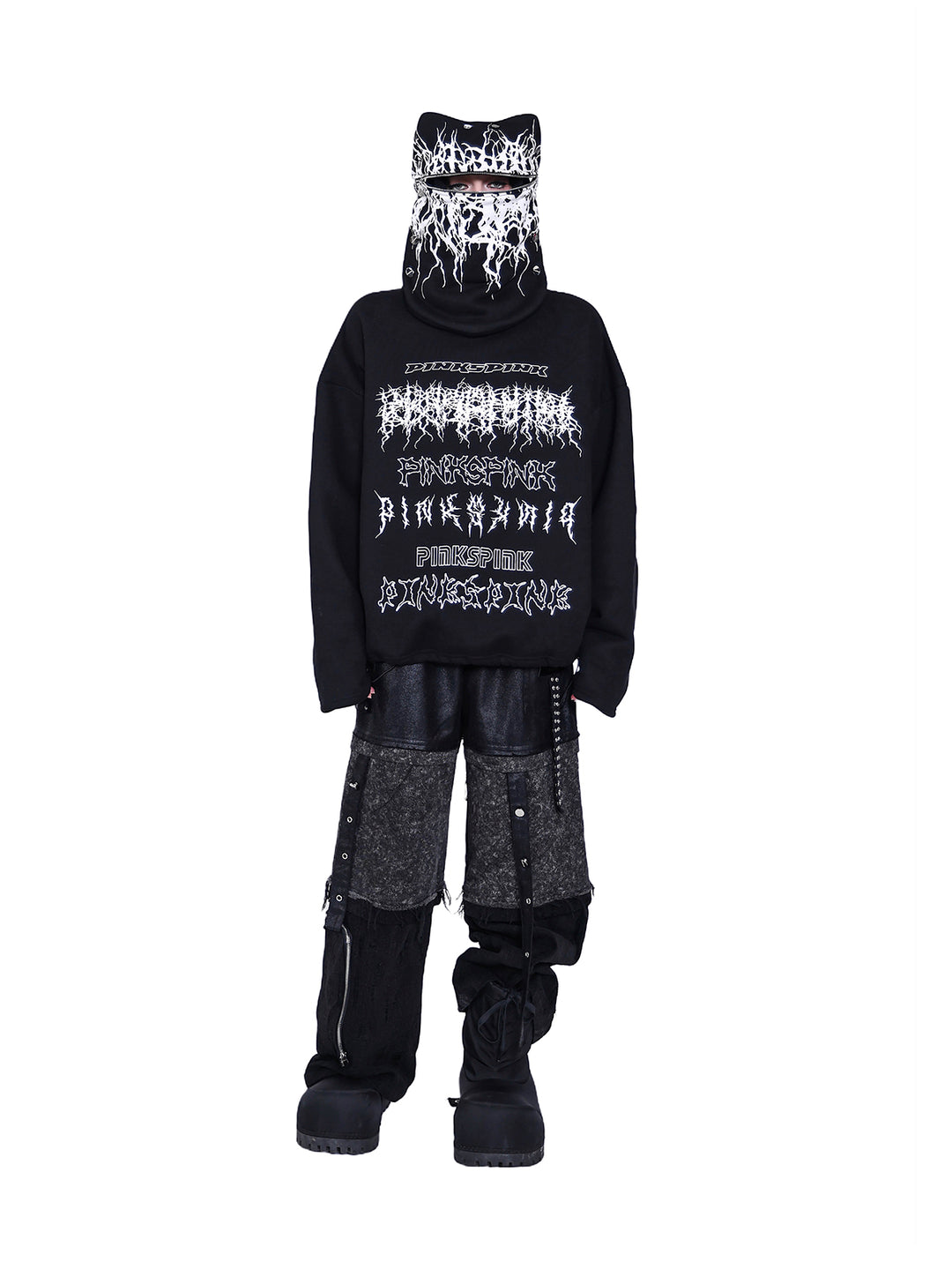 MASK DECOMPOSITION Y2K HOODED SWEATSHIRT