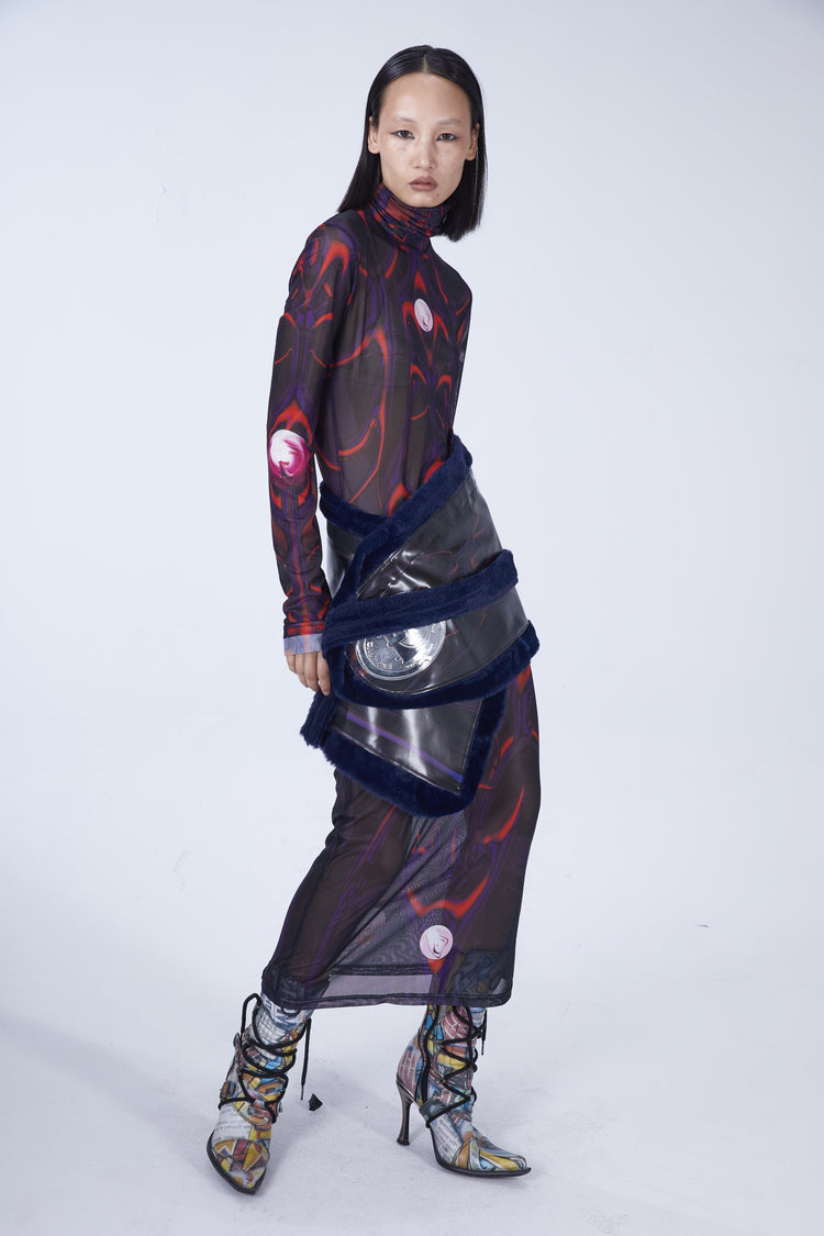 EMBRYO RITUAL WRAP convertible skirt & bustier — alternate modeled angle