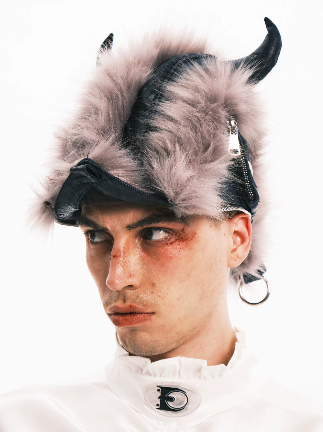 EMBRYO HORNFORM faux-fur hat & bag — alternate styled presentation