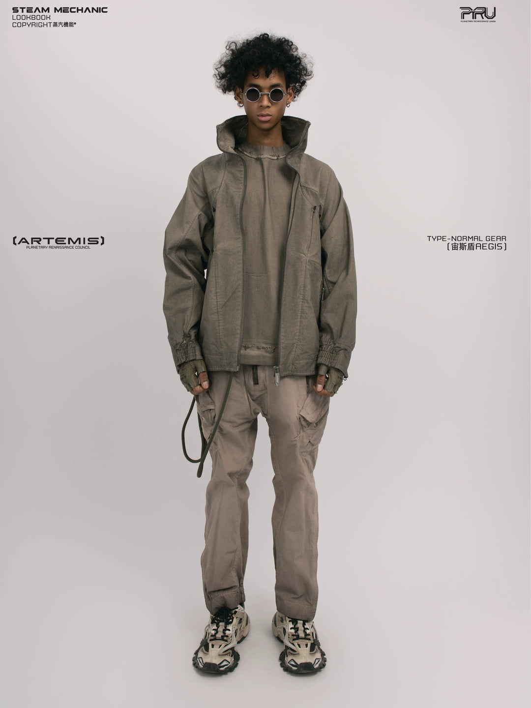 AEGIS xirang brown multi-pocket moto pants — full-length styled view