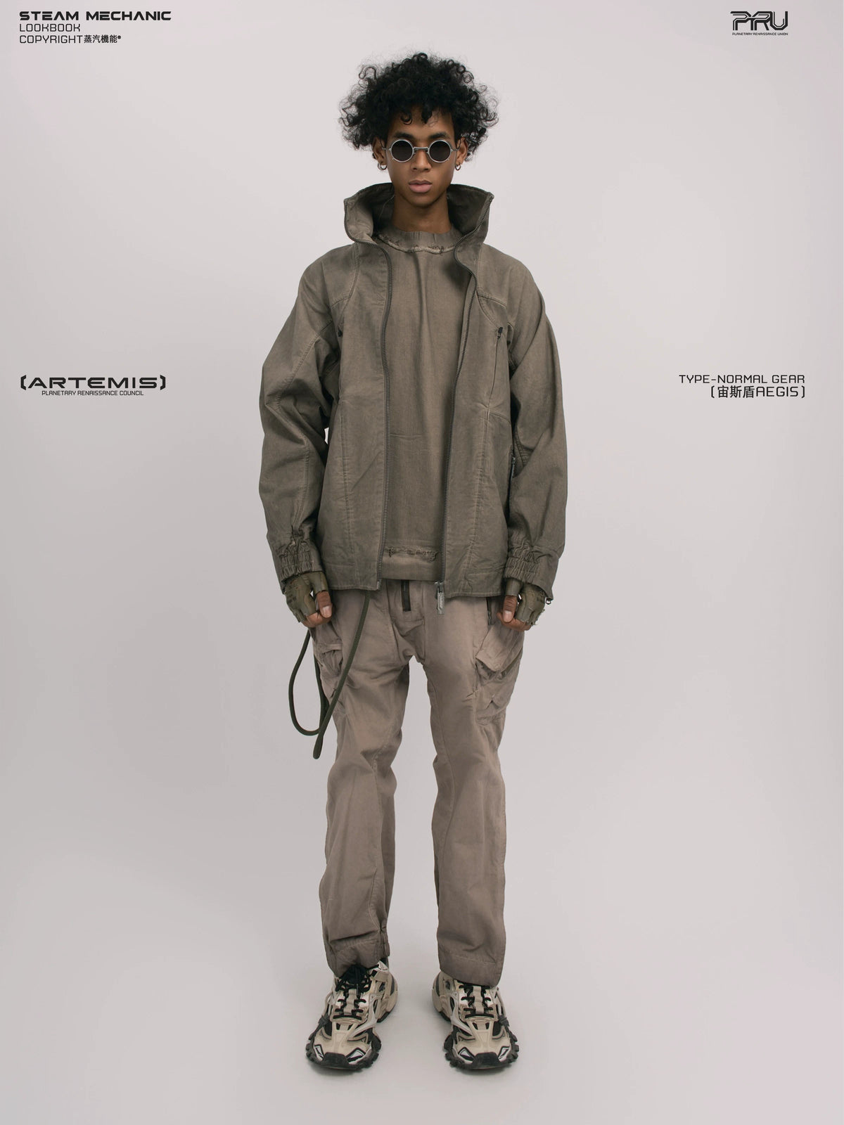 AEGIS xirang brown multi-pocket moto pants — full-length styled view
