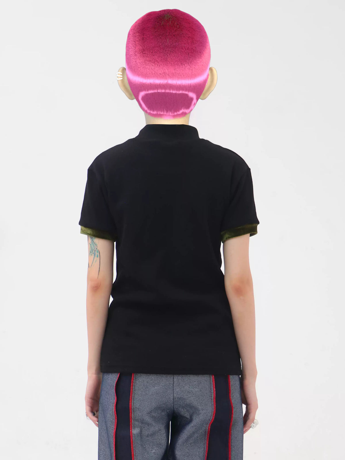 EMBRYO STARSHIFT 3D-effect fitted mock-neck tee — side profile