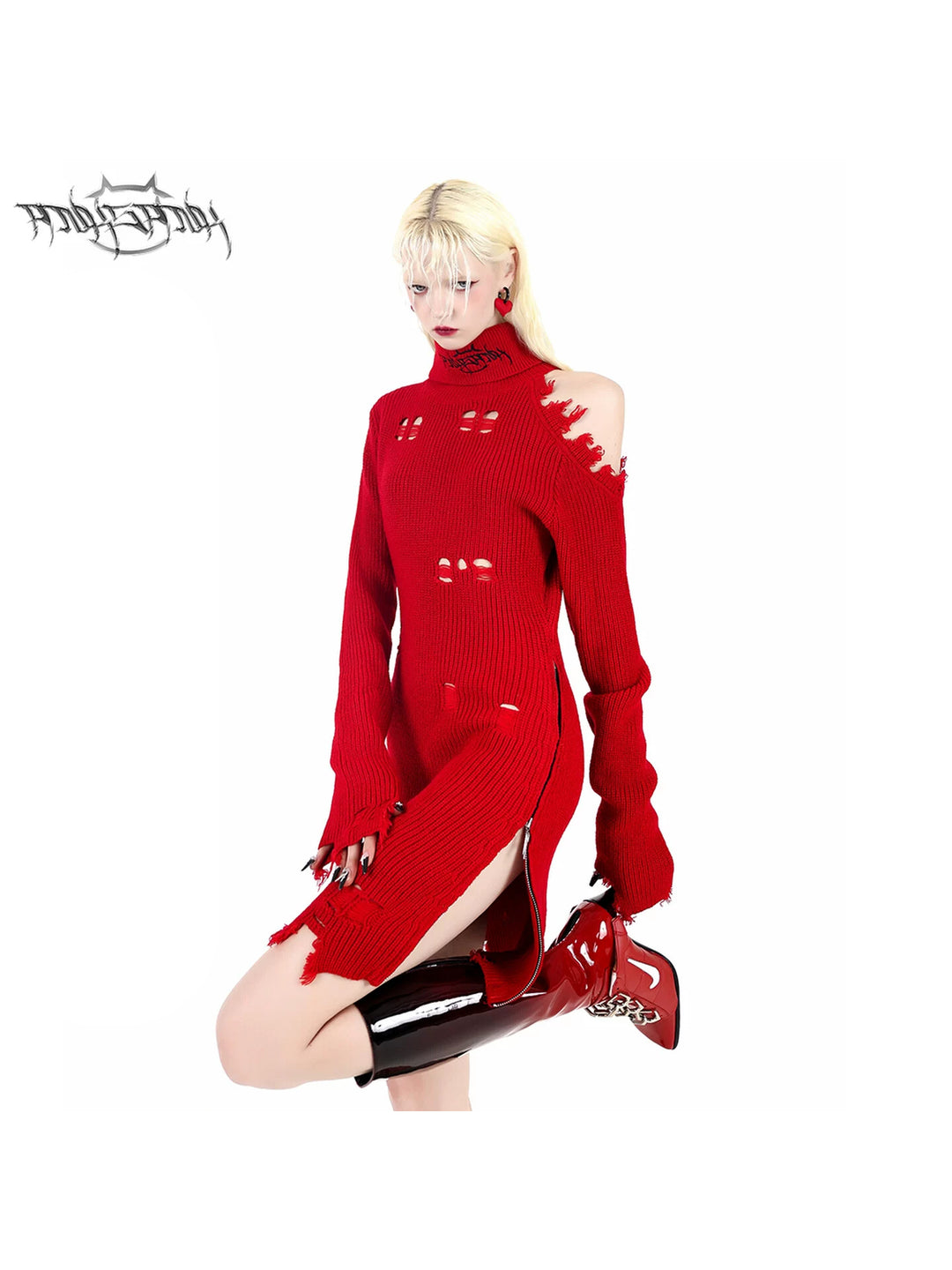 PINKSPINK RIFT embroidered cutout sweater dress — cleaned hero collage showing the complete design