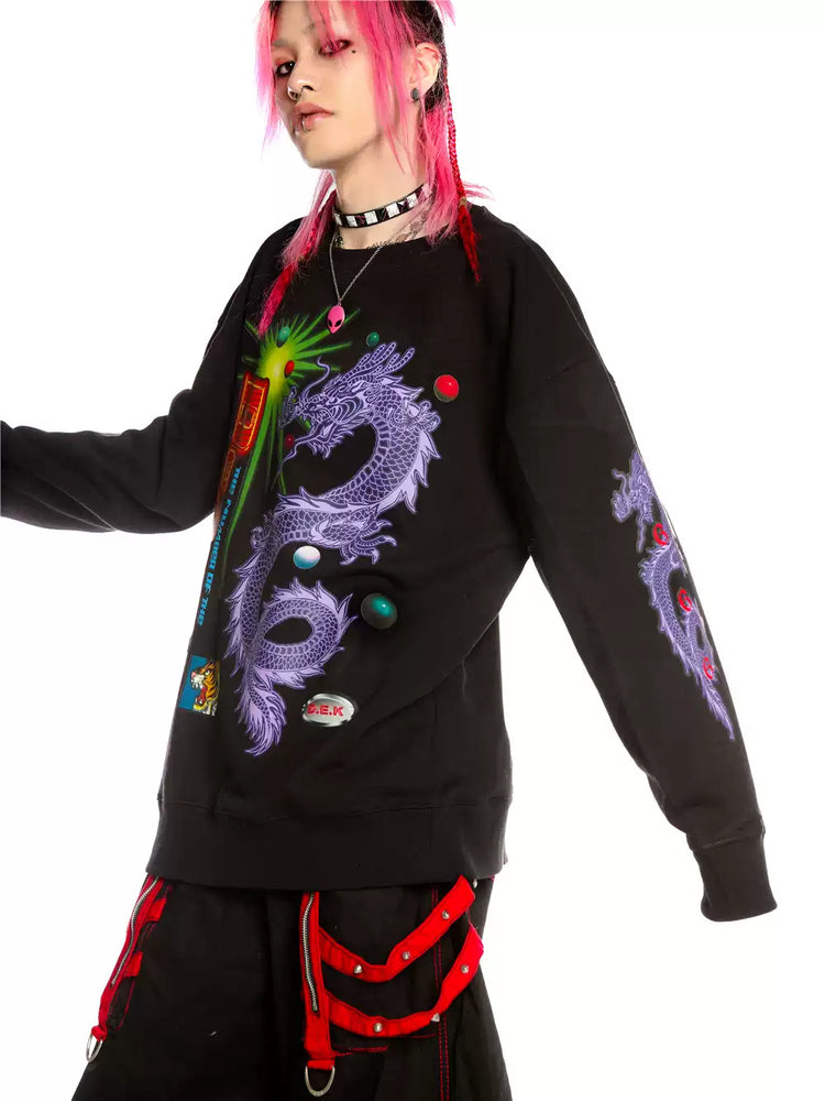 DEADENDKIDS DRAGON PUNK graphic sweatshirt — rear or construction presentation