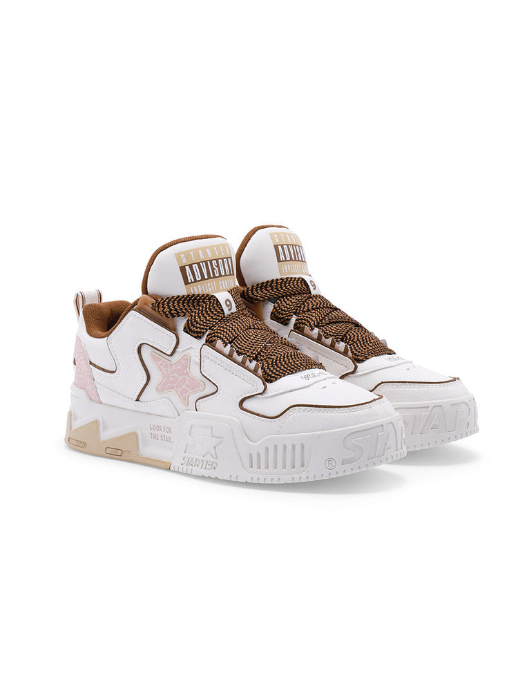STARTER VOL 90S Morganite Pink sneakers, clean studio pair view showing the layered star panels