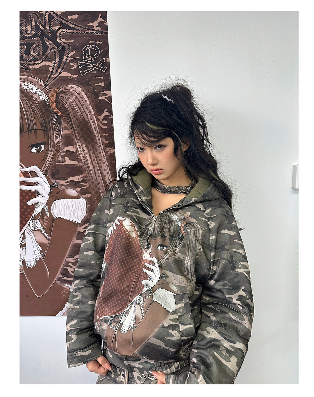 4RE1GN Camouflage Heart Hooded Puffer Jacket