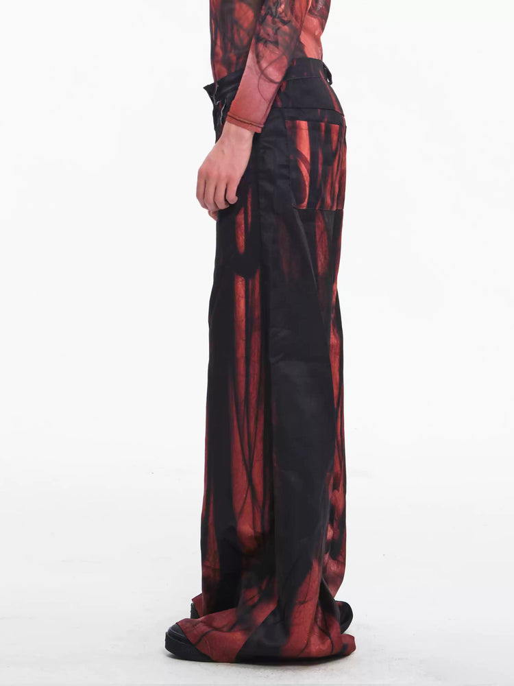 EMBRYO NERVE BLOOM printed flare pants — side or detail presentation