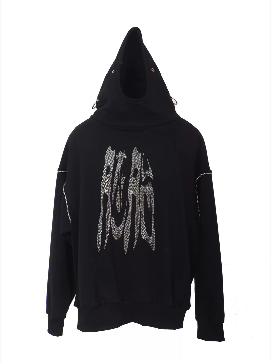 EMBRYO RHINESTONE RING oversized graphic hoodie — construction detail