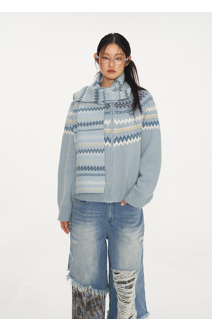 NAWS FAIR ISLE wool-alpaca cardigan — product detail view showing texture and hardware