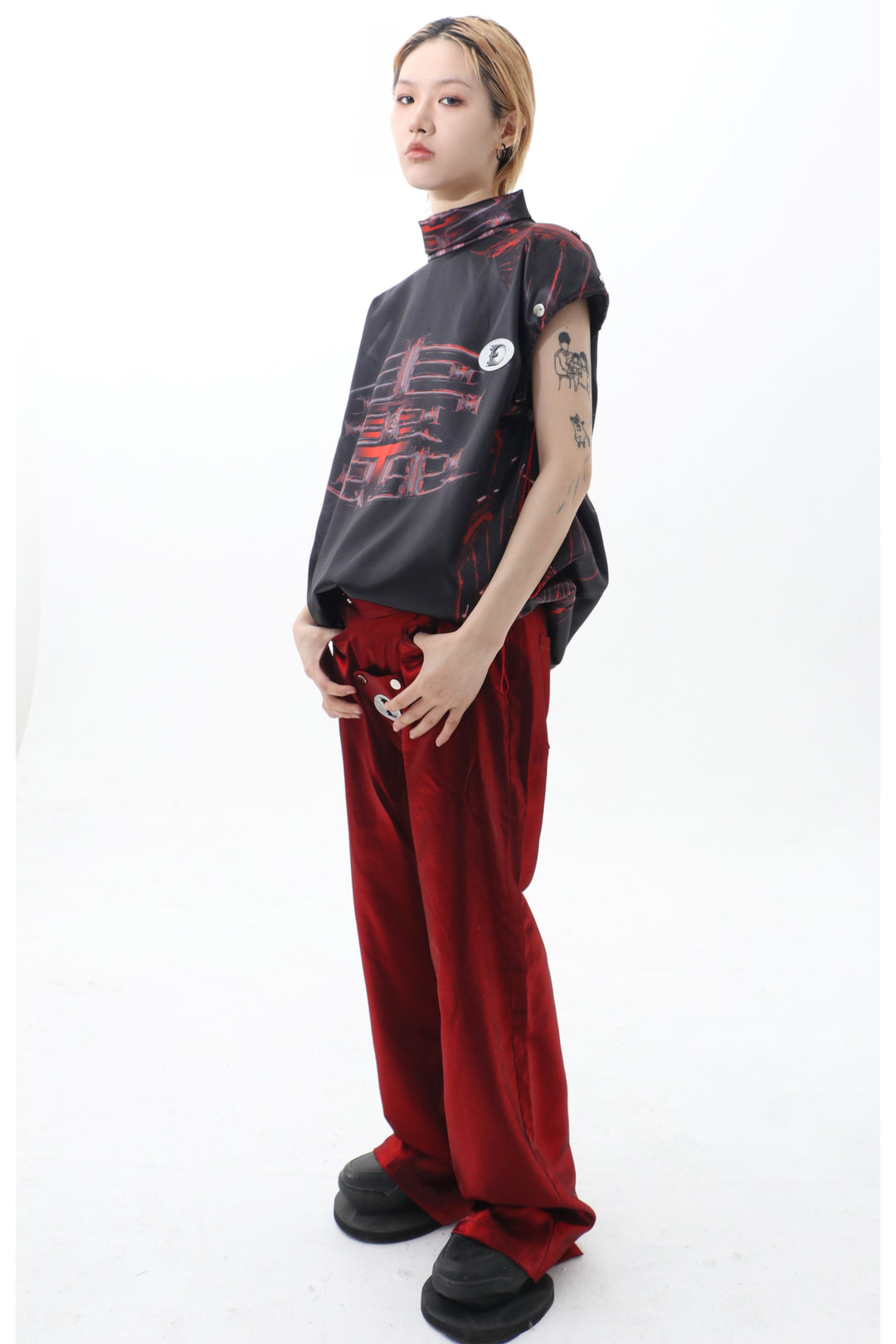 EMBRYO FIVE POISONS color-shift low-rise pants — additional product detail view