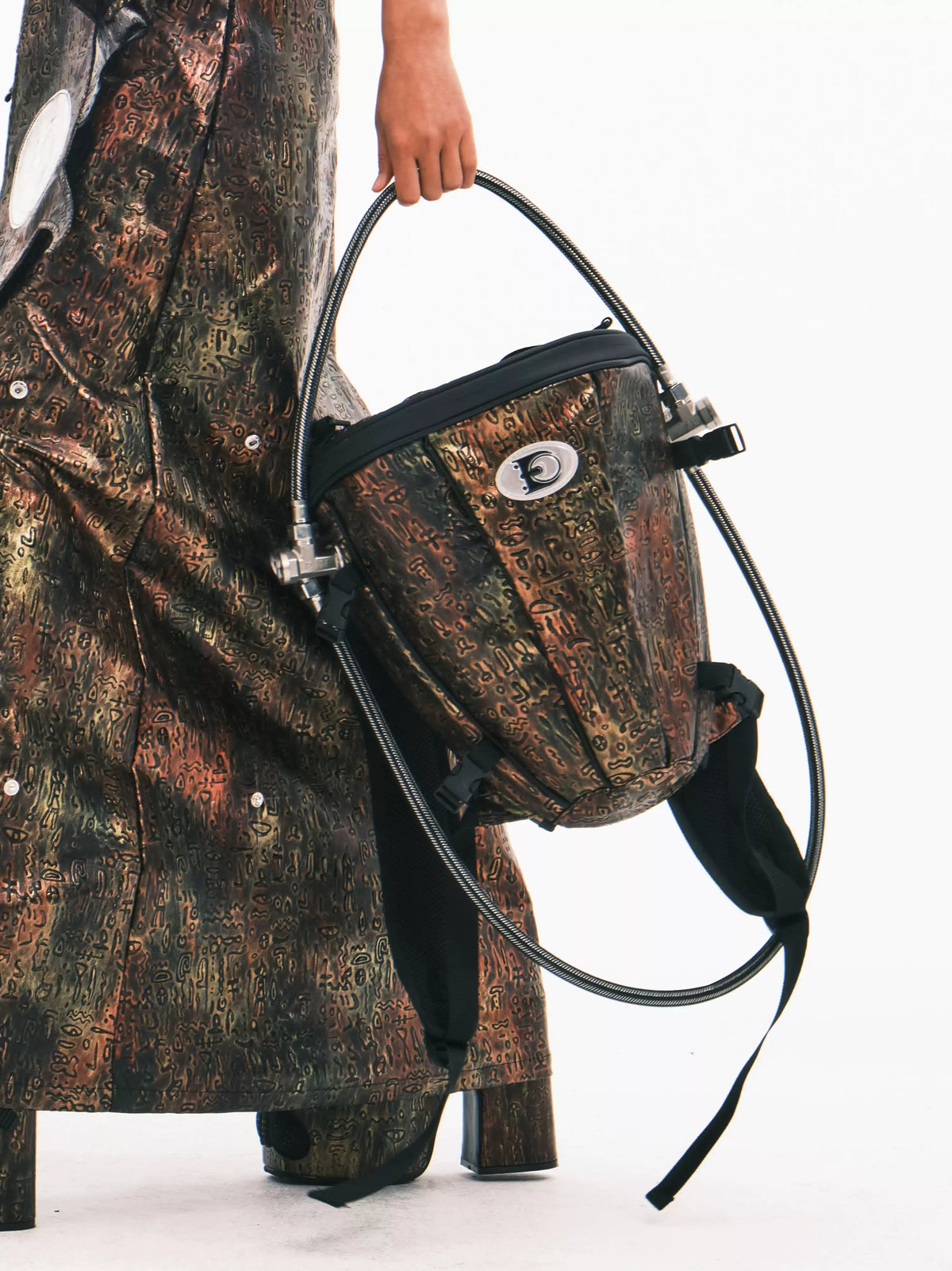 EMBRYO ORACLE embossed backpack — rear or construction presentation
