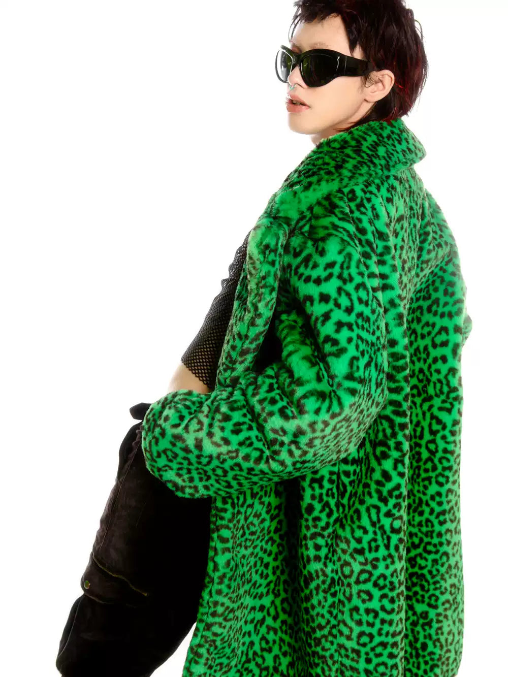 DEADENDKIDS LEOPARD RIOT long faux-fur coat & hat — alternate styled presentation