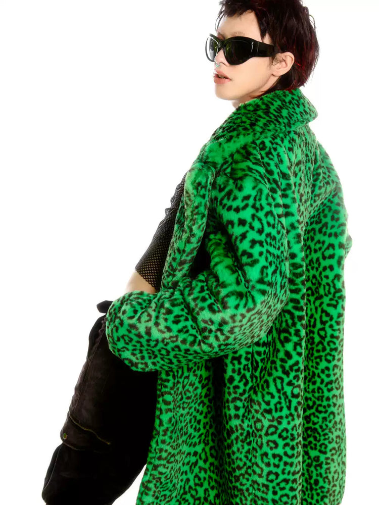 DEADENDKIDS LEOPARD RIOT long faux-fur coat & hat — alternate styled presentation