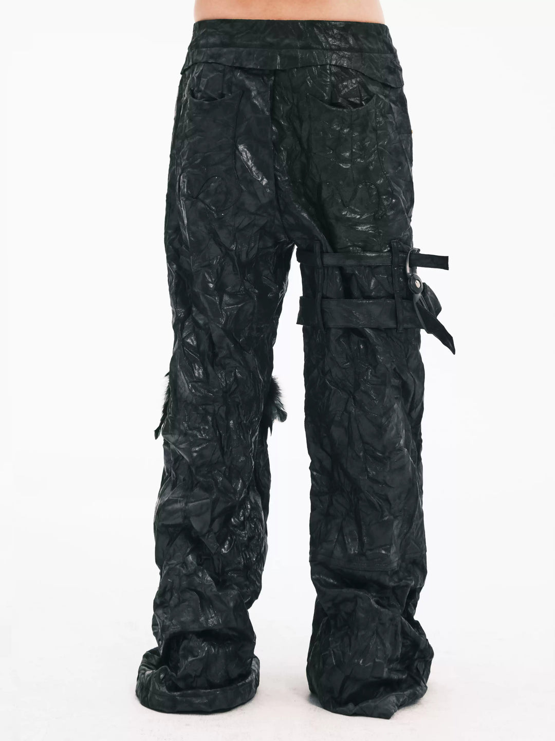 EMBRYO FEATHER LEG detachable-pouch flare pants — alternate modeled angle
