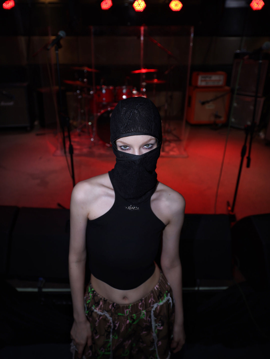 PINKSPINK ELECTRIC MOON mesh balaclava — alternate angle showing the shape and finish