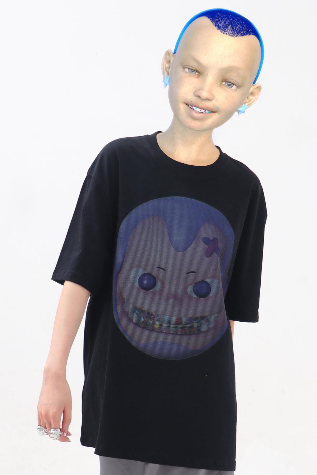 EMBRYO E23 LITTLE ONE oversized black graphic tee — product-only rear view