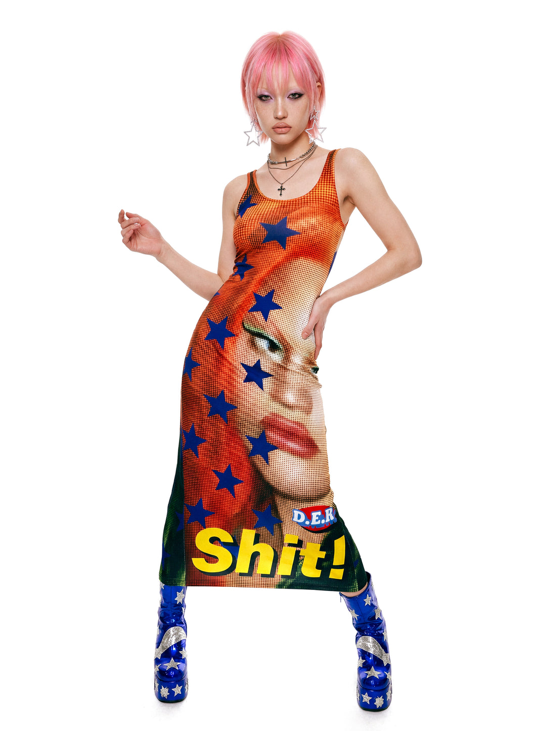 DEADENDKIDS SHIT STAR fitted tank maxi dress — alternate product presentation