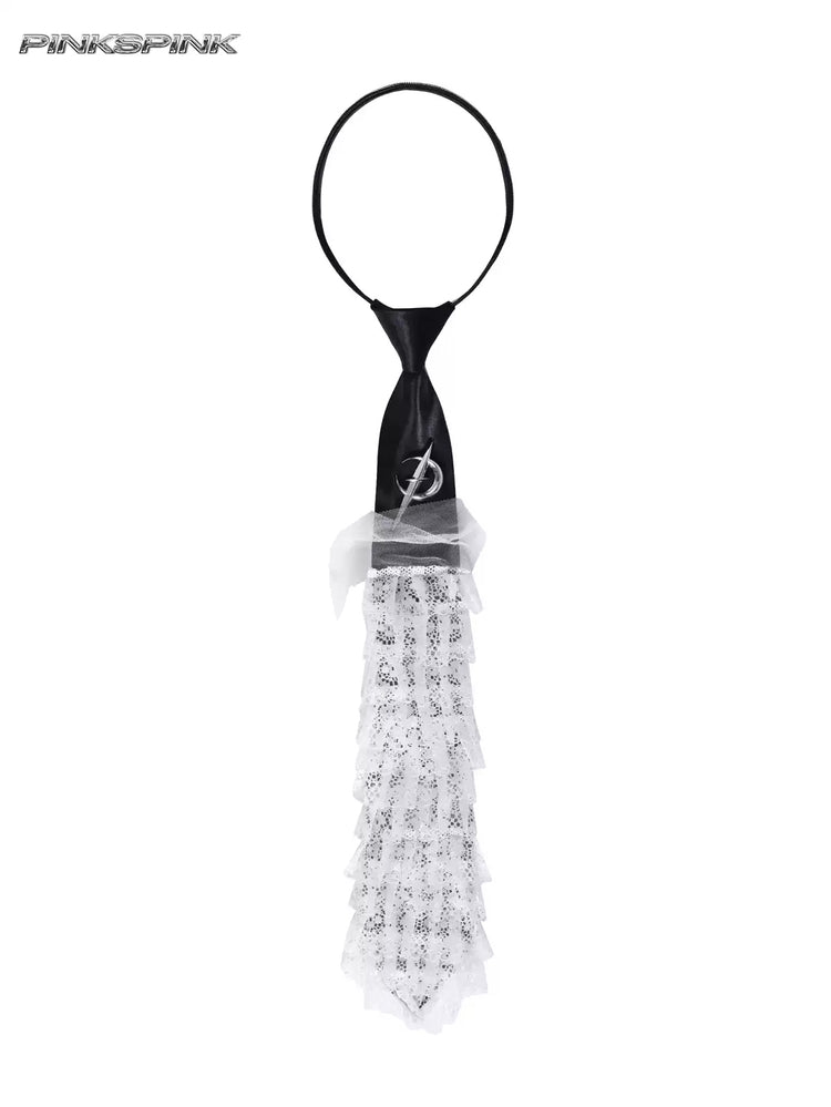 PINKSPINK ELECTRIC MOON punk-ballet lace tie — alternate gallery view showing the design details