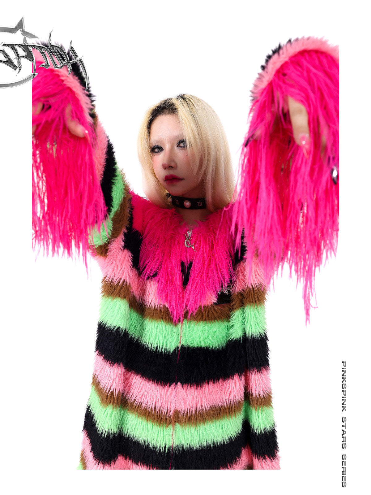 PINKSPINK FUTURE COLOR striped zip cardigan — catalog view showing the design and silhouette
