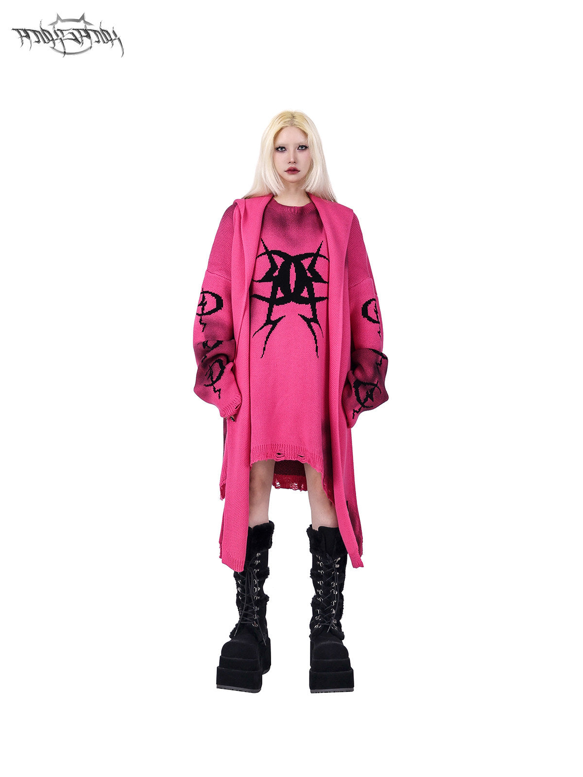 PINKSPINK ELECTRIC MOON graffiti color-block sweater — catalog view showing the design and silhouette