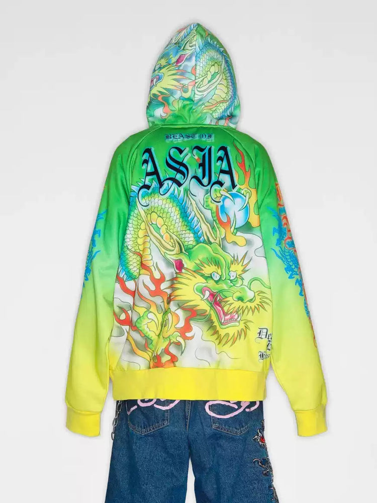 DEADENDKIDS DRAGON RIOT fleece zip hoodie — side or detail presentation
