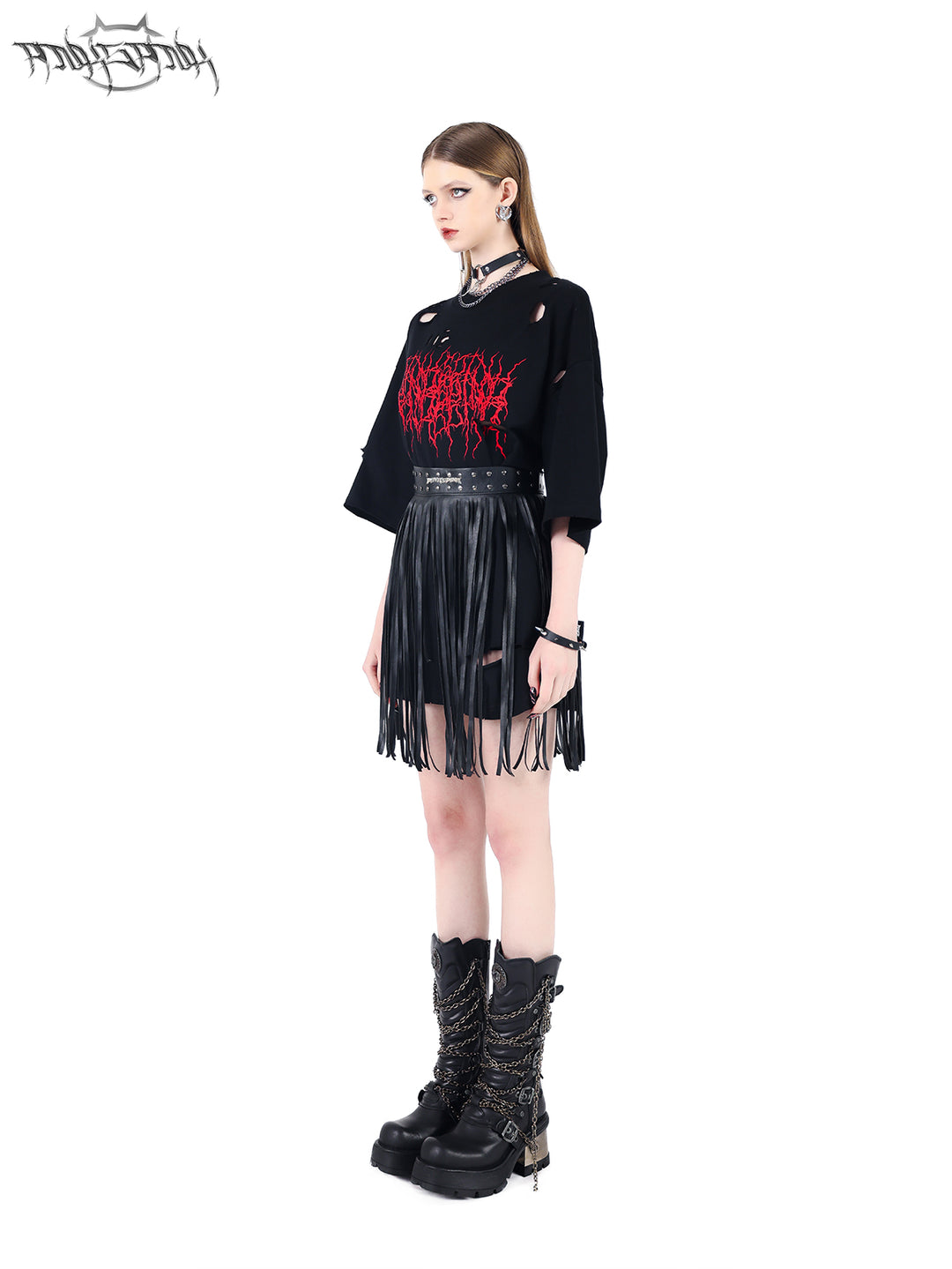 PINKSPINK THORN PRINT DISTRESSED PUNK TEE