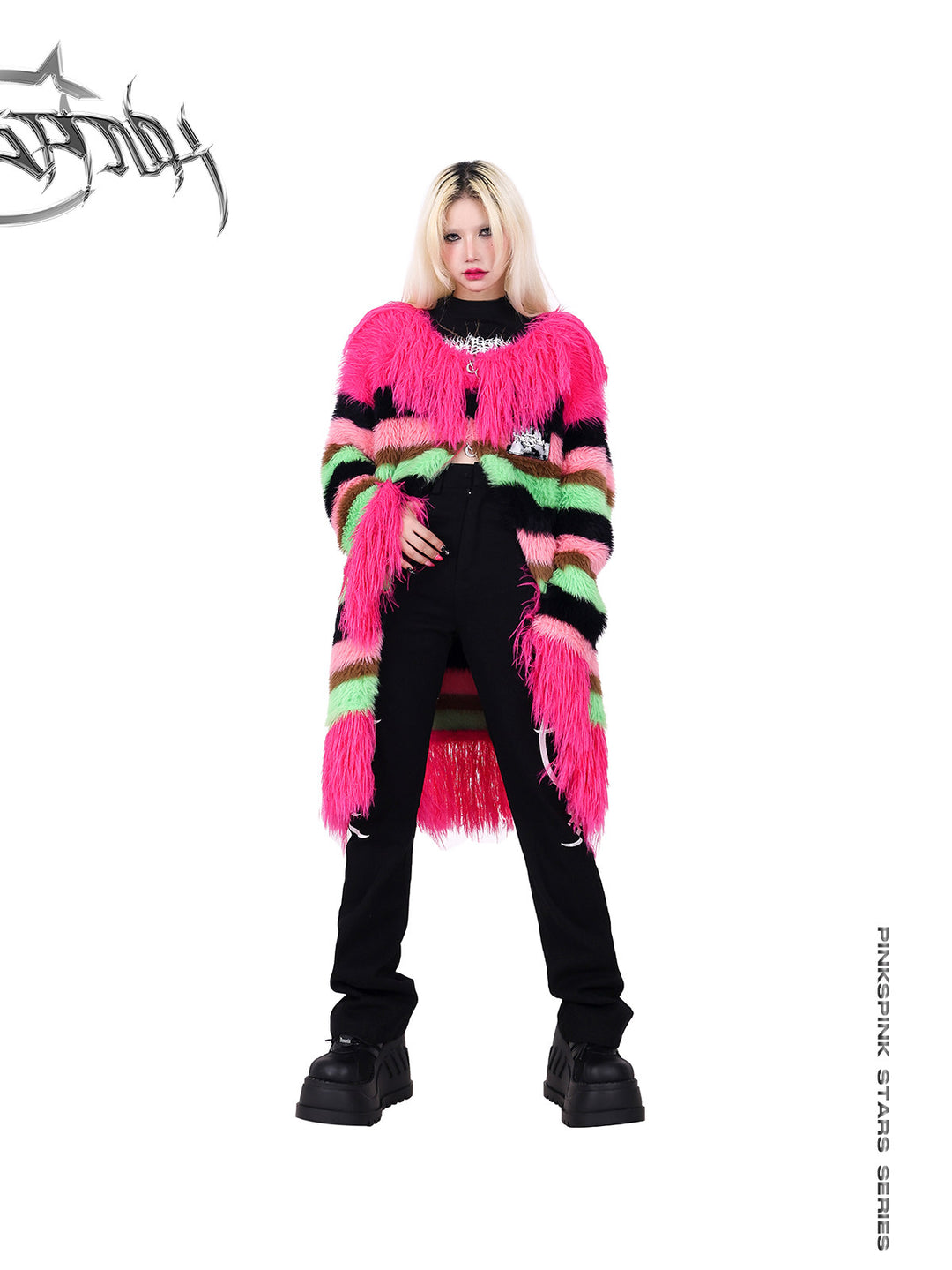 PINKSPINK FUTURE COLOR striped zip cardigan — alternate gallery view showing the design details
