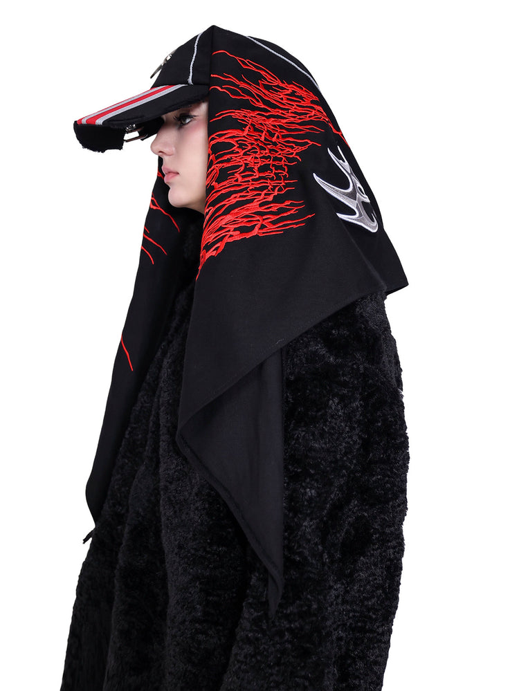 PINKSPINK ELECTRIC MOON embroidered bandana baseball cap — cleaned hero collage showing the complete design