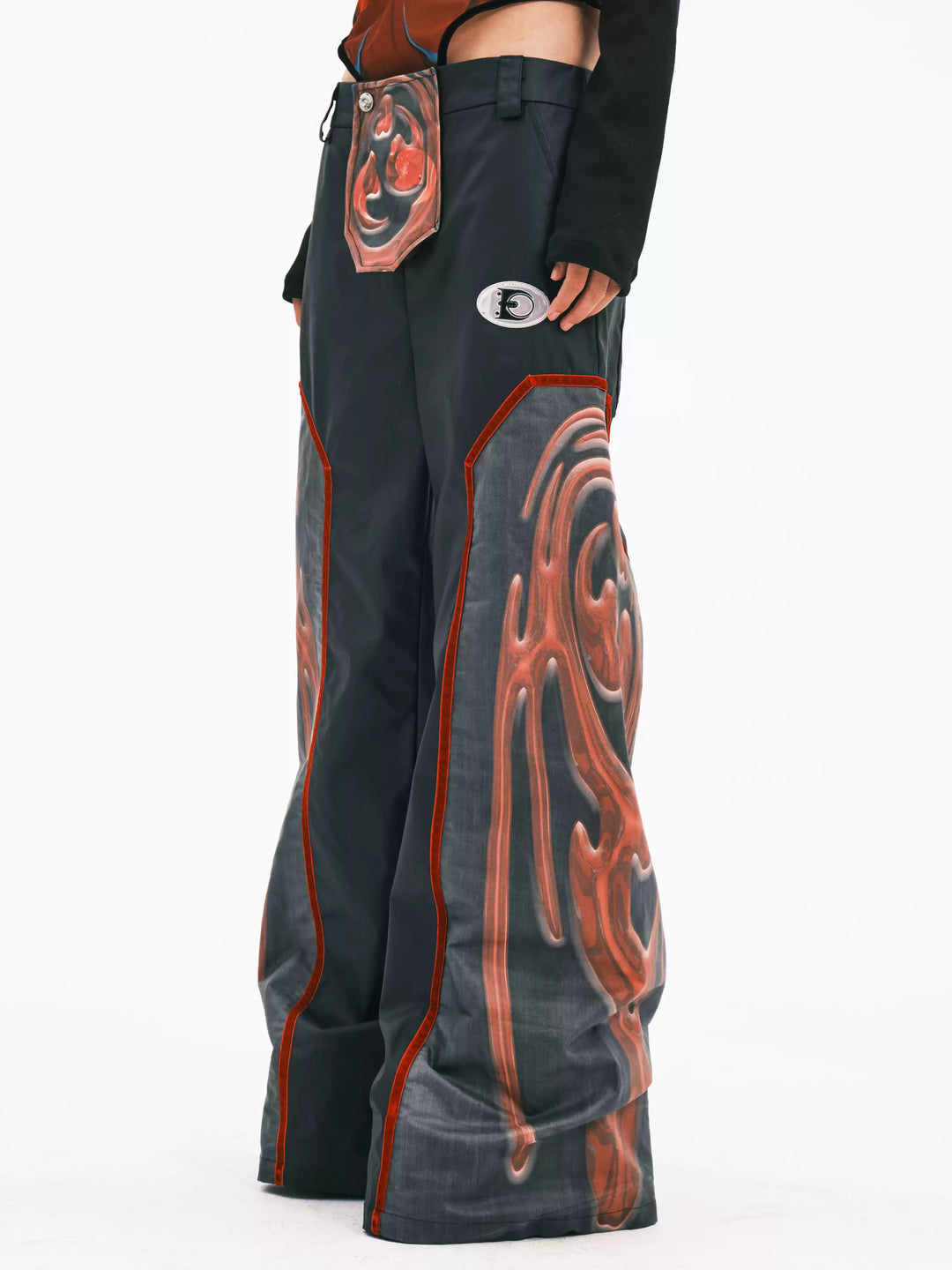 EMBRYO RED TOTEM coated wide-leg pants — alternate product presentation