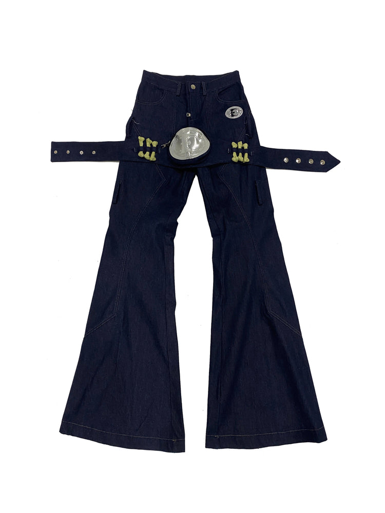 EMBRYO BONE FRAME low-rise flare pants & waist panel — alternate styled presentation