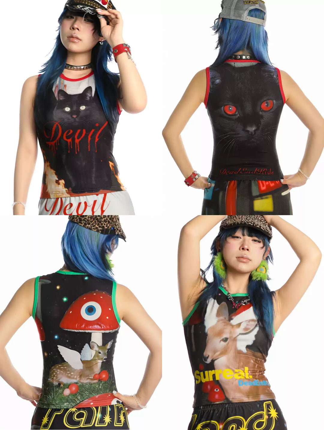 DEADENDKIDS ARCHIVE fitted graphic tank — side or detail presentation