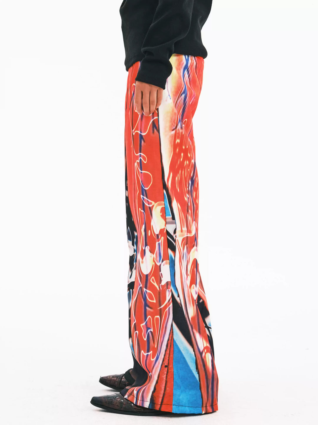 EMBRYO NEURAL FIRE printed flare pants — side or detail presentation