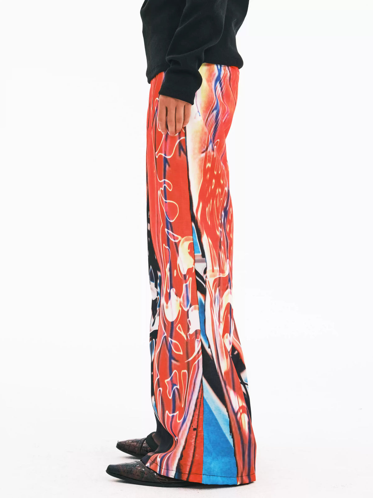 EMBRYO NEURAL FIRE printed flare pants — side or detail presentation