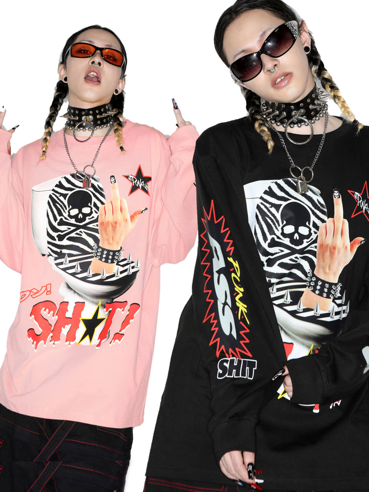 DEADENDKIDS MIDDLE FINGER oversized long-sleeve tee — alternate styled presentation