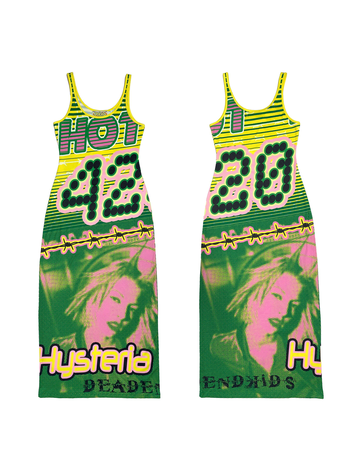 DEADENDKIDS HYSTERIA fitted tank maxi dress — full-length modeled view
