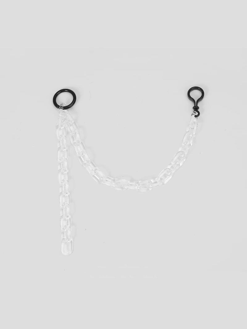 OFF-LABEL clear detachable decorative chain with black attachment clips, chain-only option without bag