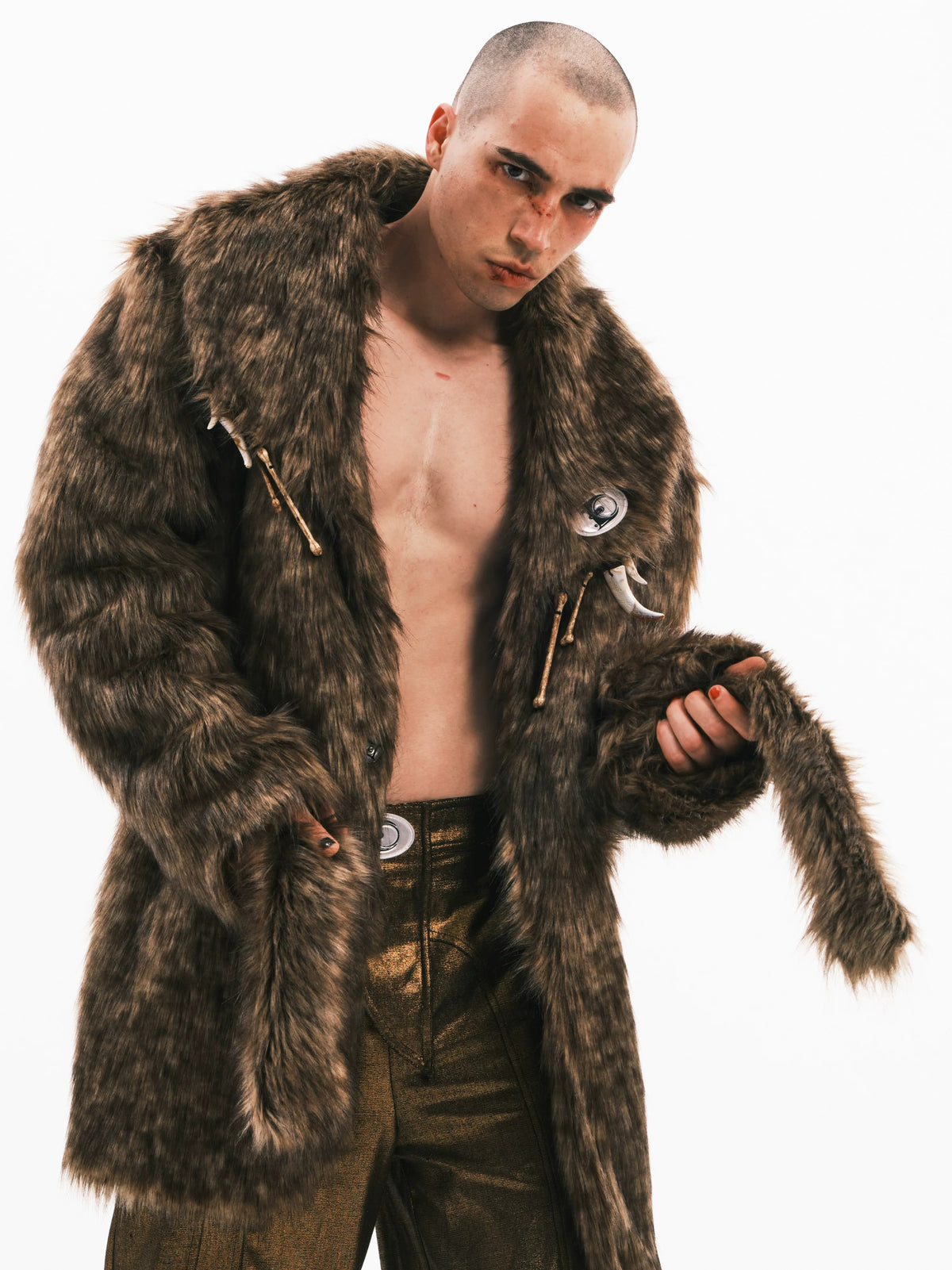 EMBRYO PRIMAL BONE mid-length faux-fur coat — alternate product presentation