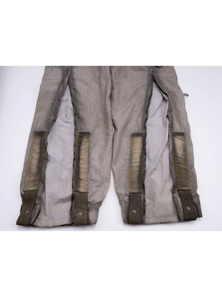 STARCORE mercury brown engineer utility pants — back lower-leg zipper expansion panels close-up