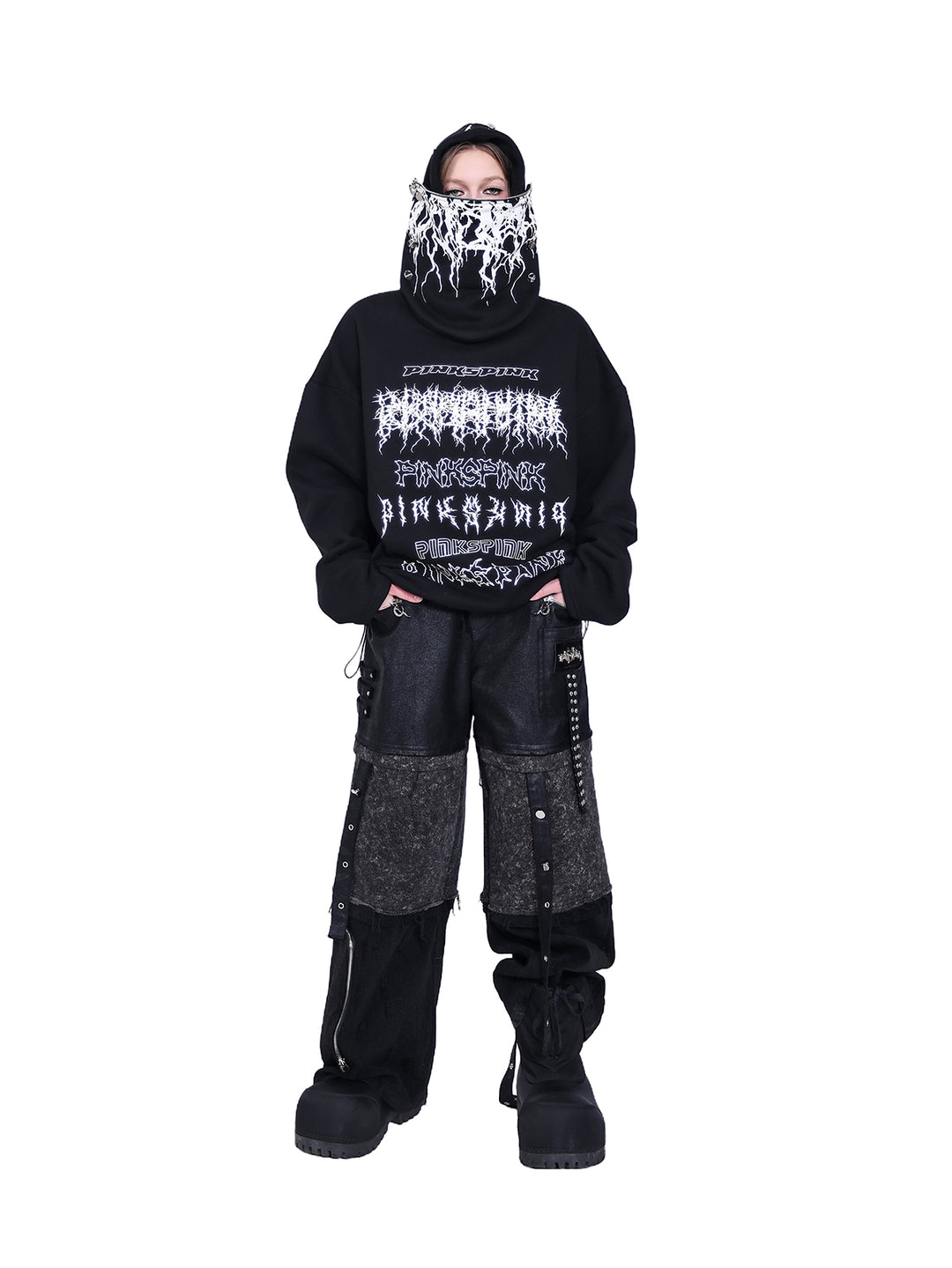 MASK DECOMPOSITION Y2K HOODED SWEATSHIRT