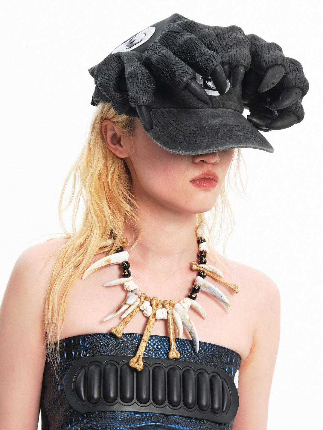 EMBRYO CLAW WASH distressed baseball cap — alternate modeled angle