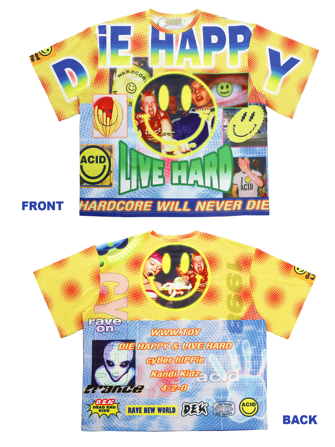 DEADENDKIDS GOOD TIMES heavyweight graphic tee — full-length modeled view