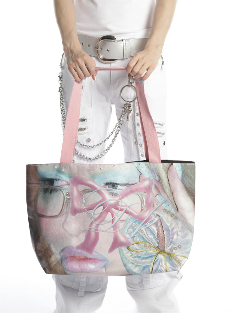 DEADENDKIDS GLITCH PRINCESS Tyvek tote bag — alternate modeled angle