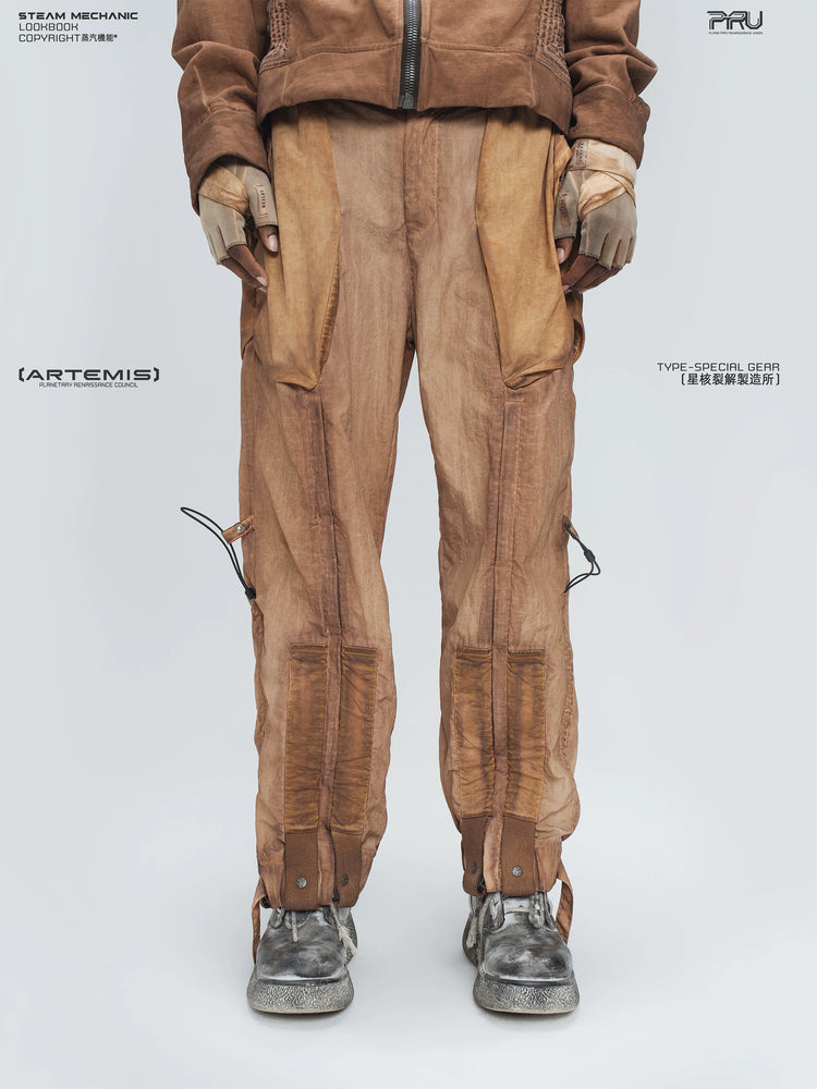 STARCORE venus orange engineer utility pants — front modeled product view