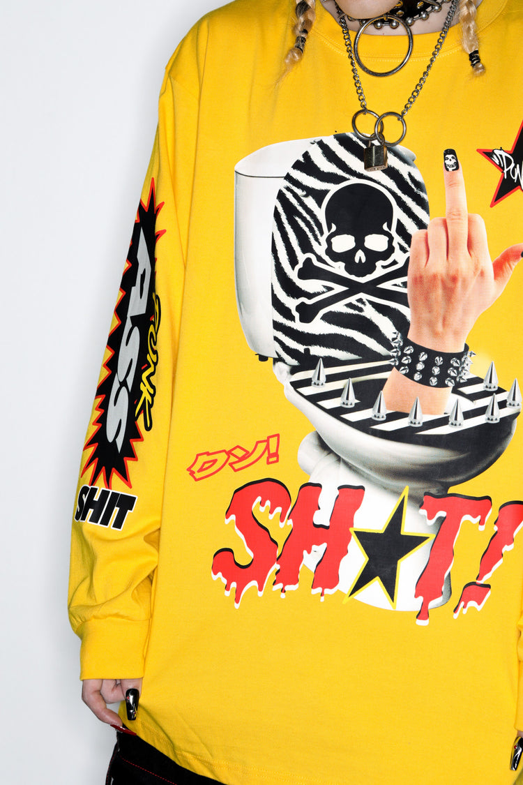 DEADENDKIDS MIDDLE FINGER oversized long-sleeve tee — garment-only view