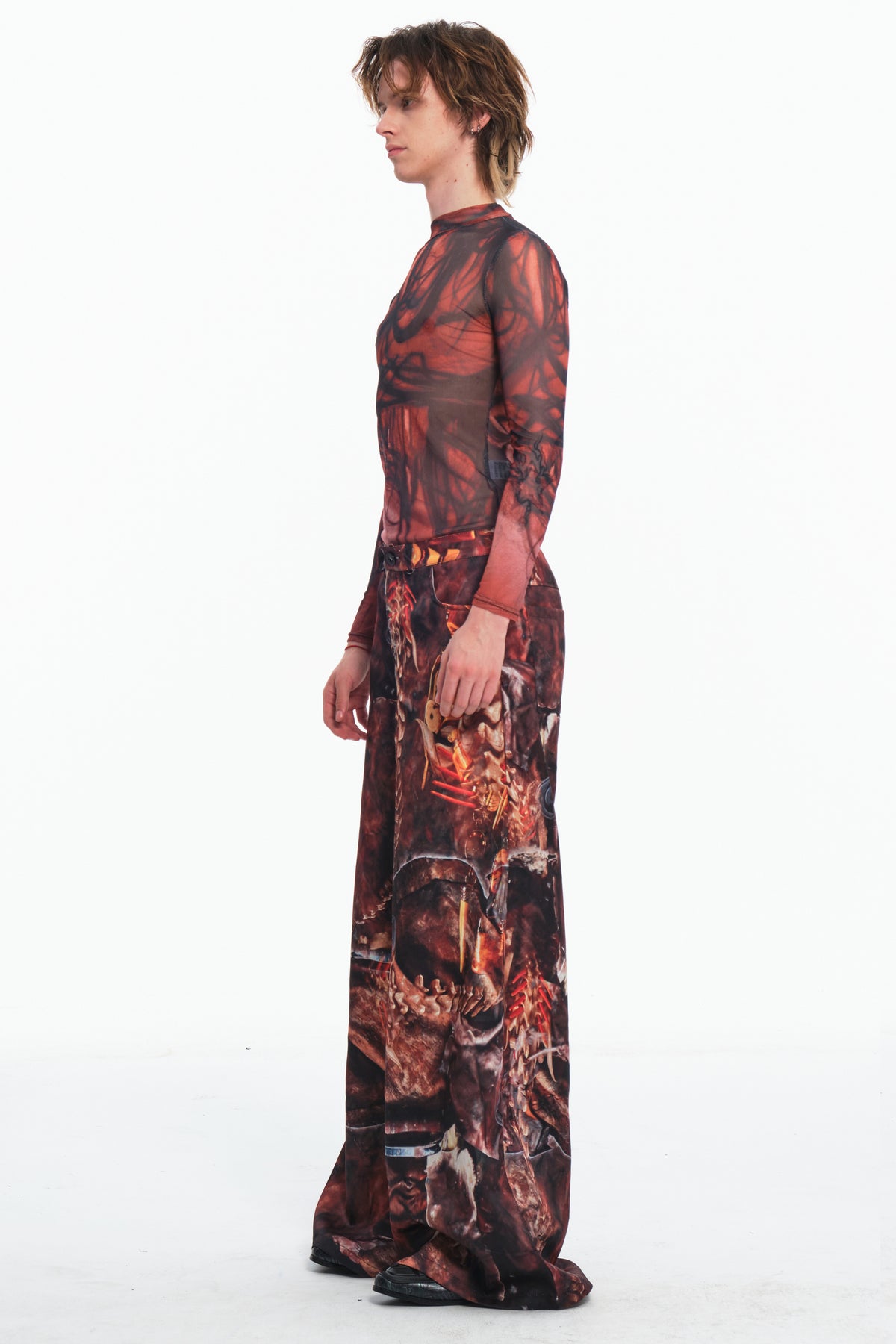 EMBRYO BONE RELIC printed wide-leg pants — alternate modeled angle